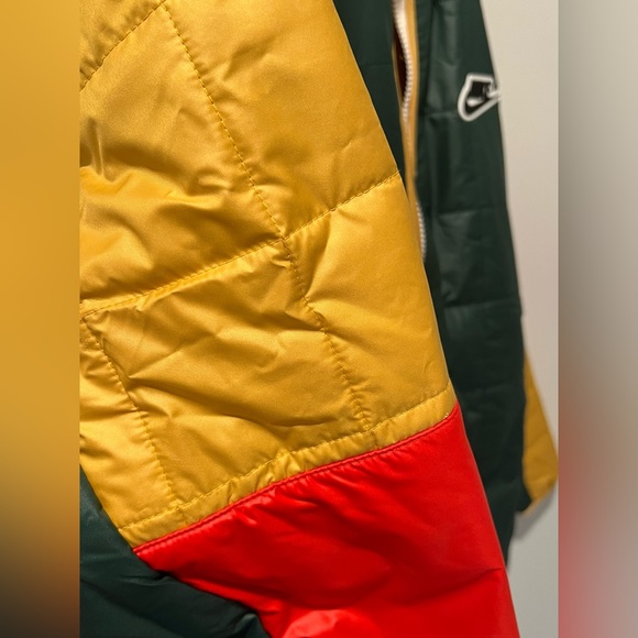 Nike Sportswear Synthetic Fill Puffer Jacket Color Block Green/Gold/Red, LARGE - Picture 5 of 8